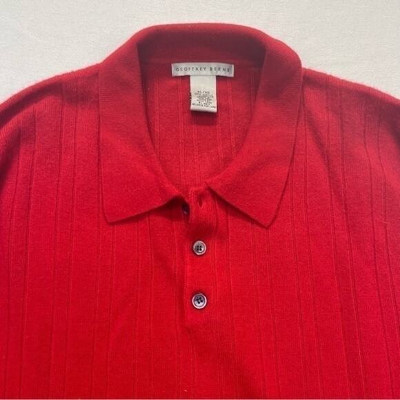 Geoffrey Beene Collar Sweater red Acrylic V-neck Mens Size XL vintage - Picture 2 of 8